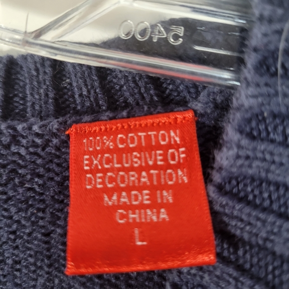 Mens Izod 100% Cotton Navy on Navy Diamond pattern Sweater Size Large - Picture 5 of 10